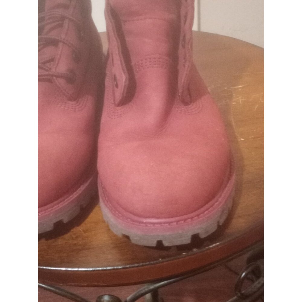 Timberland Premium Waterproof Boots Red Youth Boys Suede Sz 3 - Picture 7 of 13